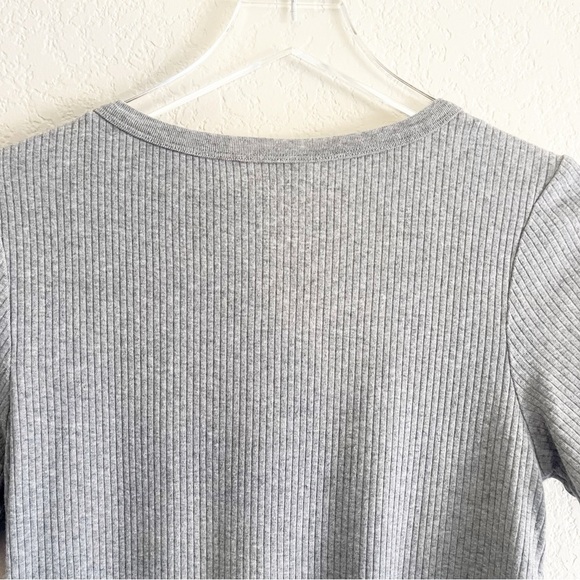 LUCKY BRAND Ribbed Gray Short Sleeve Top Size Large - Picture 7 of 7